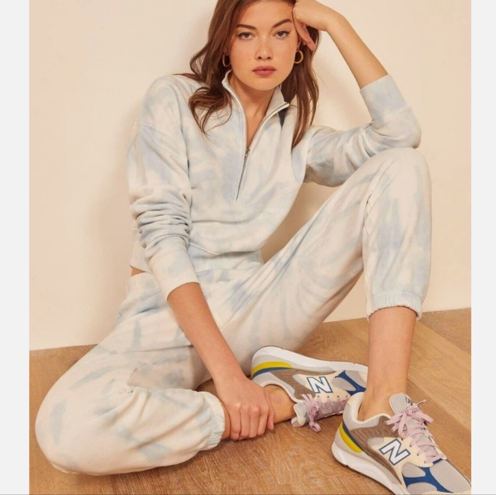 Reformation Tornado Tie Dye Joggers in Blue and White